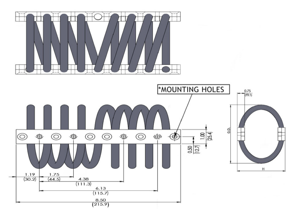 Isometric drawing show dimensions of cable isolators
