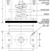 Seismic spring mount isometric drawing showing dimensions